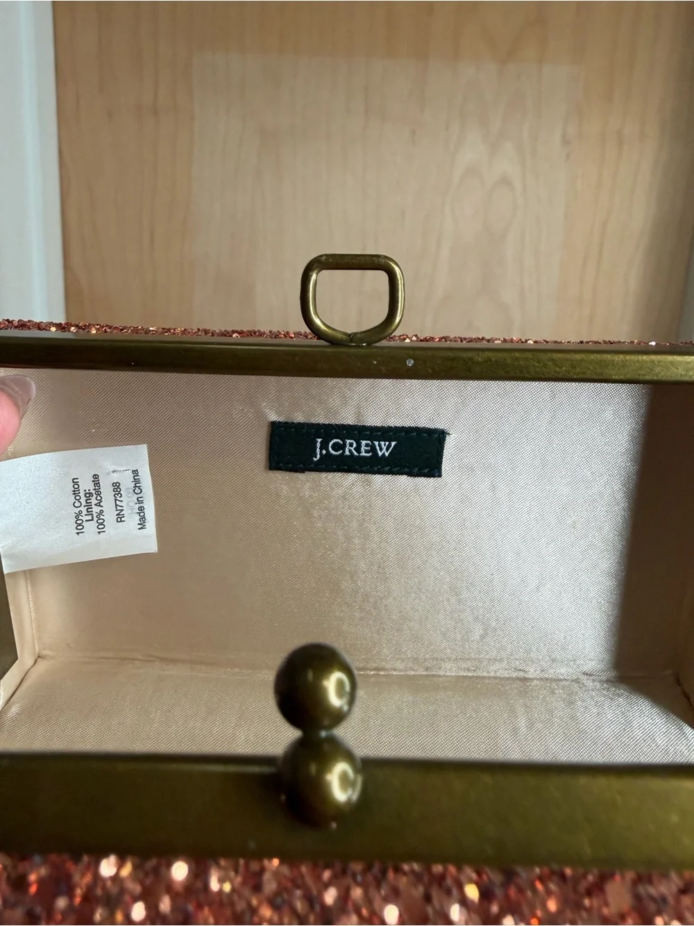 J.Crew Rose Gold Glitter Evening Clutch - Wedding Guest Glam